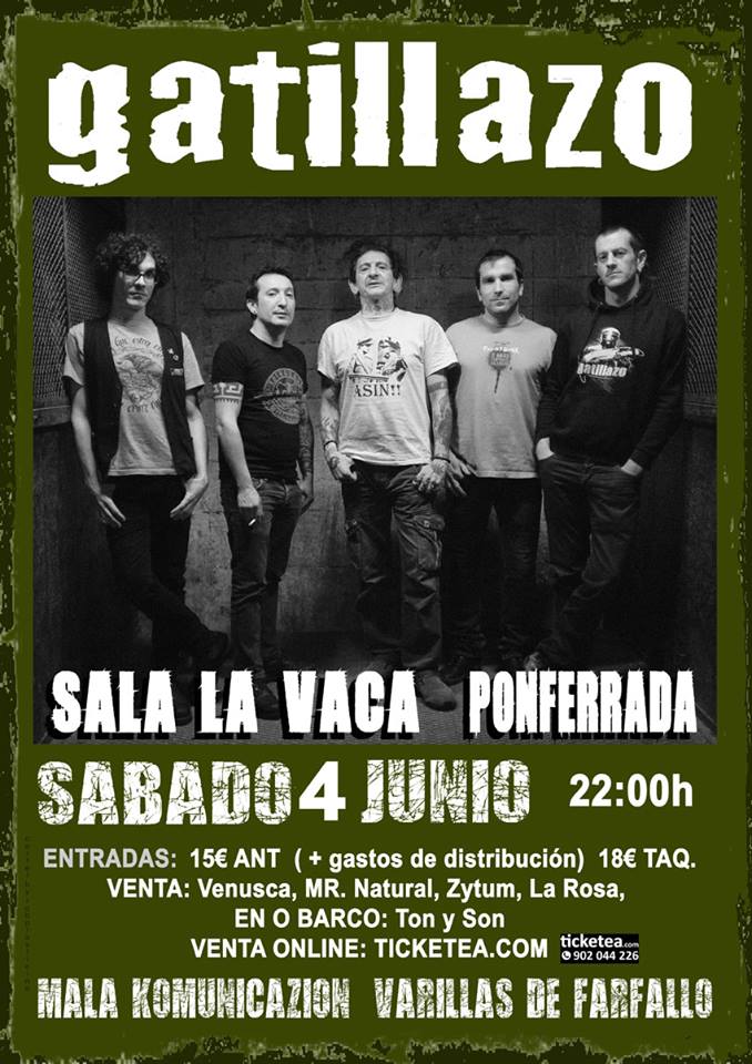 Gatillazo llenarán el sábado de punk y rock el escenario de la Sala La Vaca 6