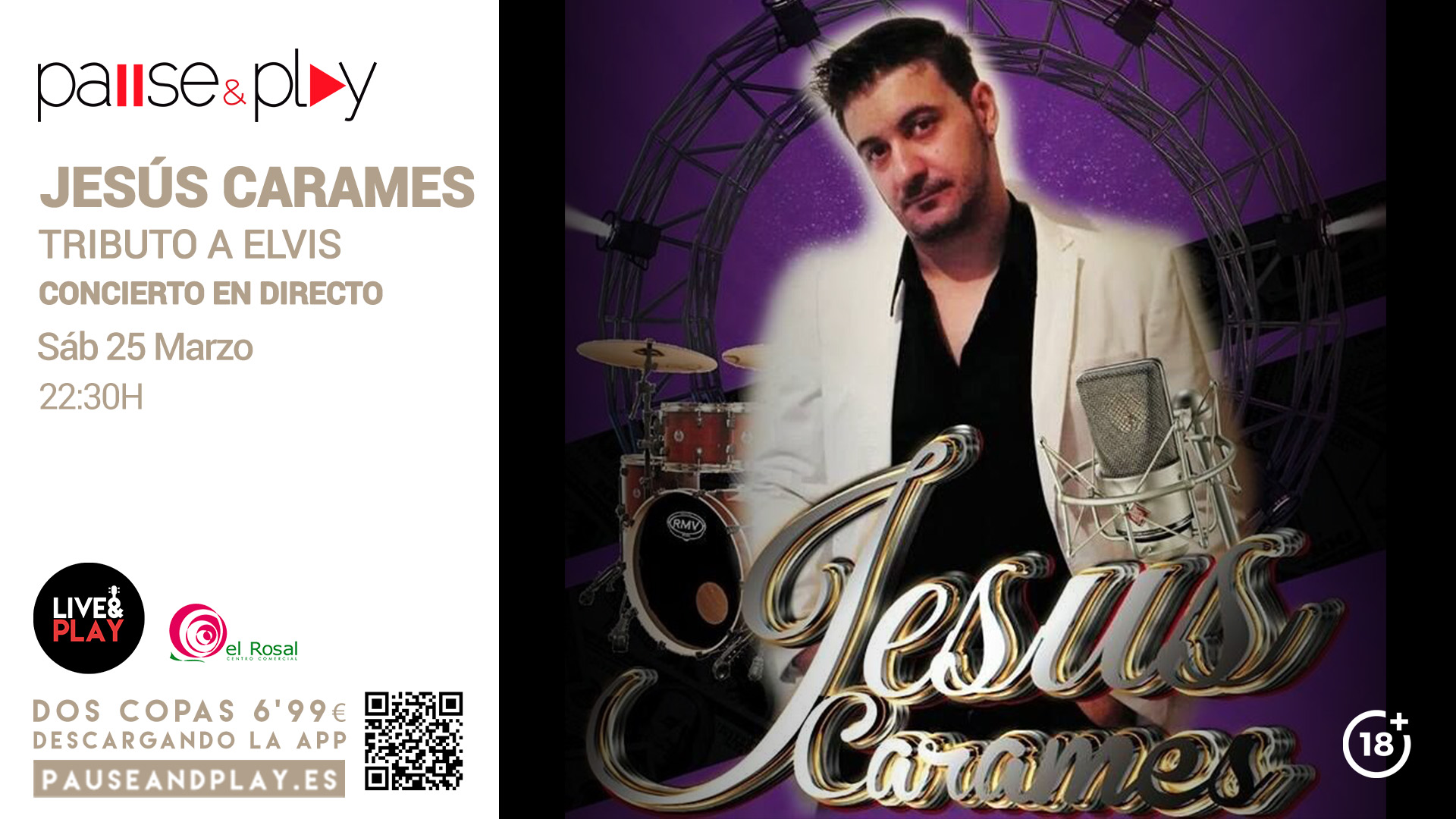 Concierto JESÚS CAMARES (Tributo Elvis) en Pause & Play 1