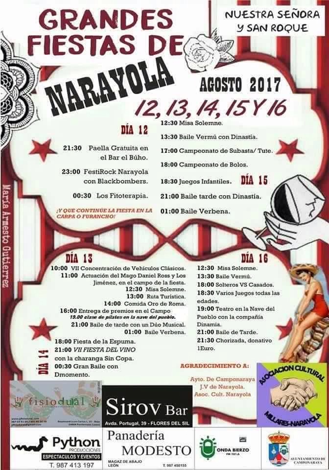 Fiestas de Narayola:12, 13, 14, 15 y 16 de agosto 2017 1