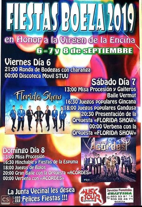 Fiestas en Boeza en honor a la Virgen de la Encina. 6, 7 y 8 de septiembre 2019 1