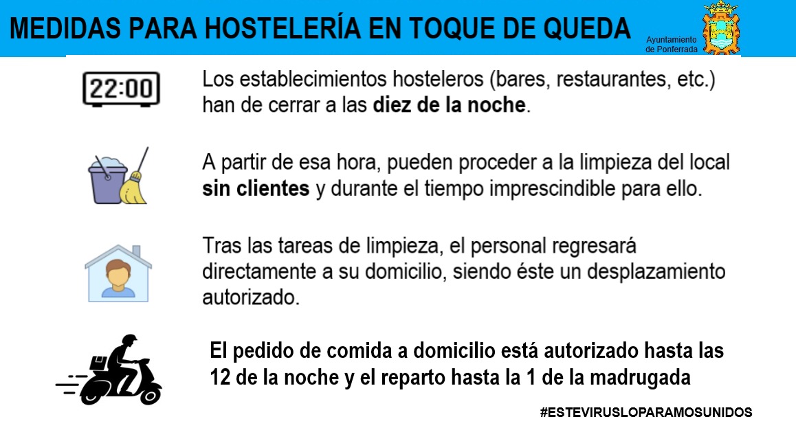 El Ayuntamiento de Ponferrada puntualiza las dudas que han surgido a los establecimientos hosteleros tras el toque de queda 2