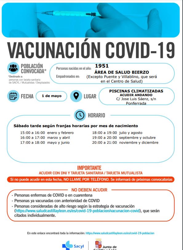 Vacunación masiva este fin de semana en el Bierzo para los nacidos en 1951 y en 1959 2