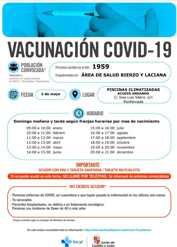 Vacunación masiva este fin de semana en el Bierzo para los nacidos en 1951 y en 1959 3