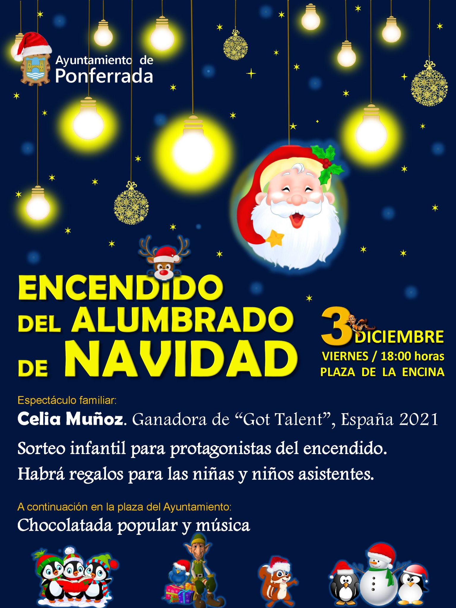 Ponferrada inaugurará la iluminación navideña el 3 de diciembre con actuación y chocolatada en la Plaza del Ayuntamiento 2