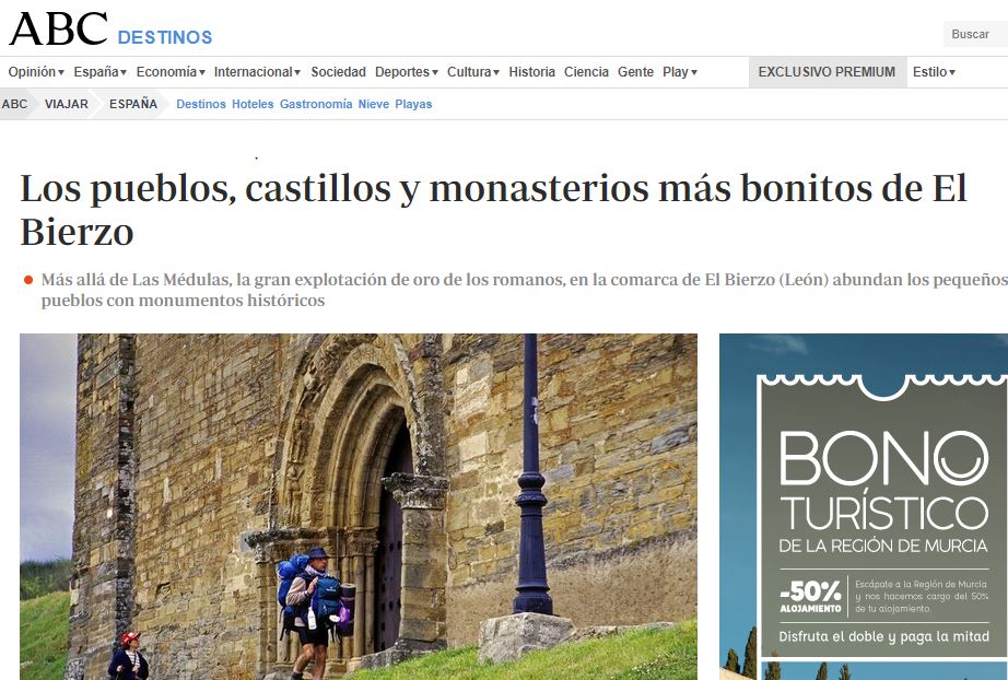 ABC publica 'Los pueblos, castillos y monasterios más bonitos de El Bierzo' un repaso a nuestra tierra más allá de Las Médulas 1