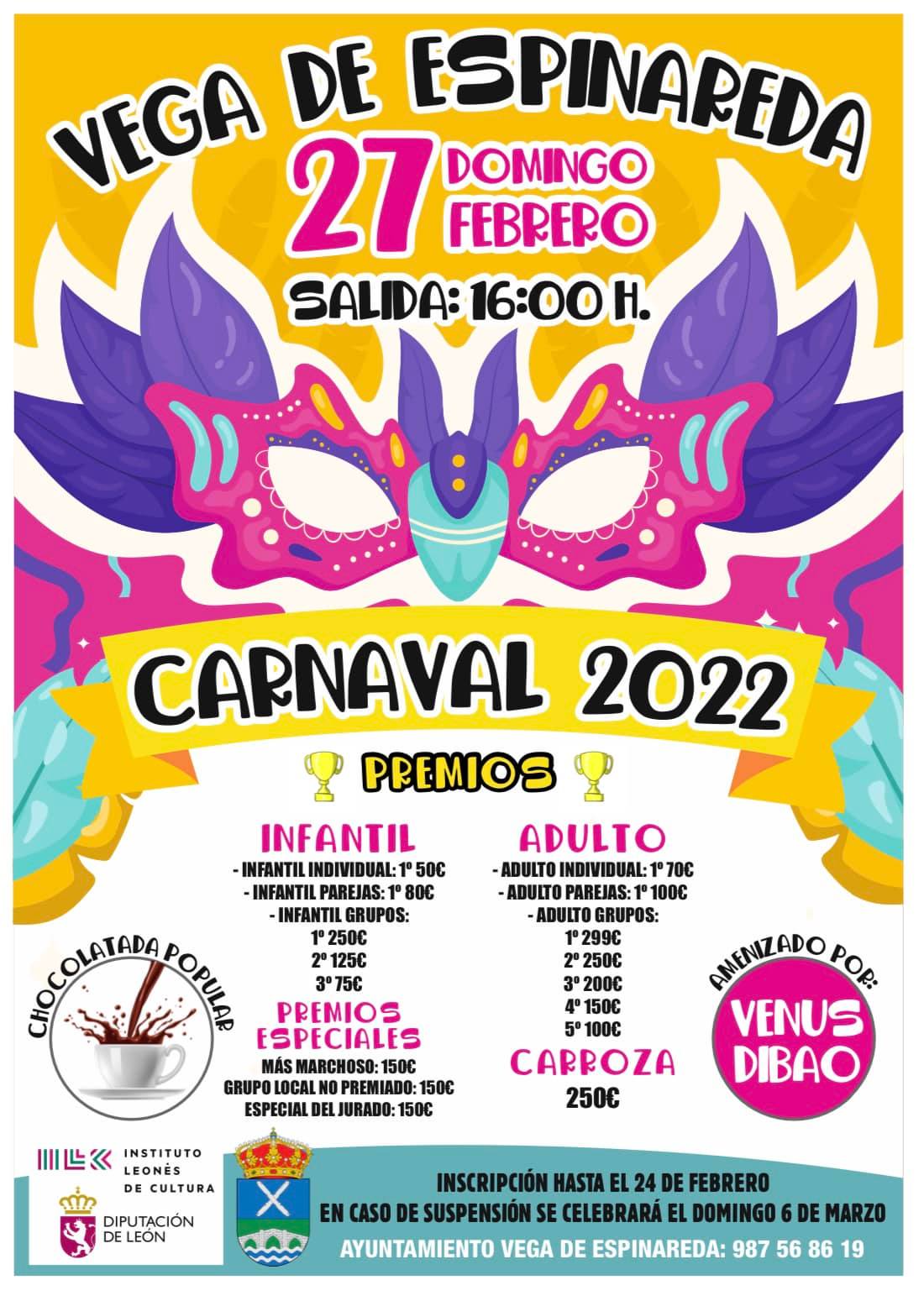 Carnaval 2022 en Vega de Espinareda, información, horarios y premios del desfile 2