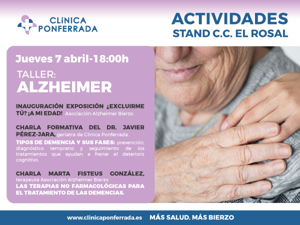 Chrala de Clínica Ponferrada en su stand del centro comercial El Rosal en colaboración con la Asociación Alzheimer Bierzo 1