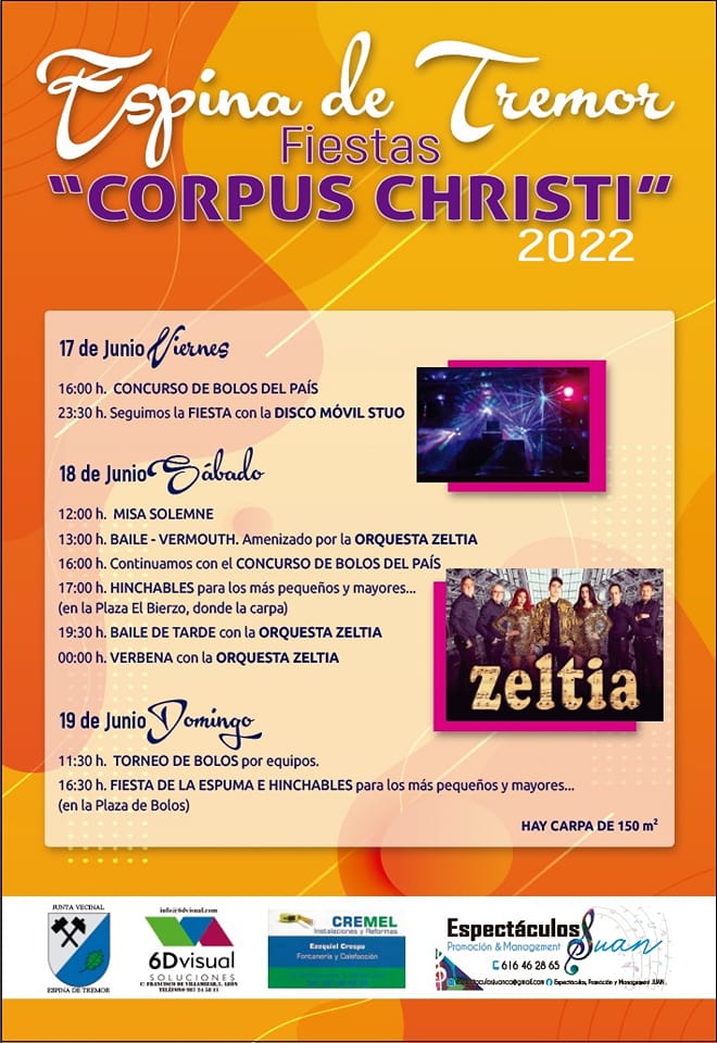 Espina de Tremor celebra sus fiestas en honor al Corpus Christi 2022 del 17 al 19 de junio, consulta el programa 2