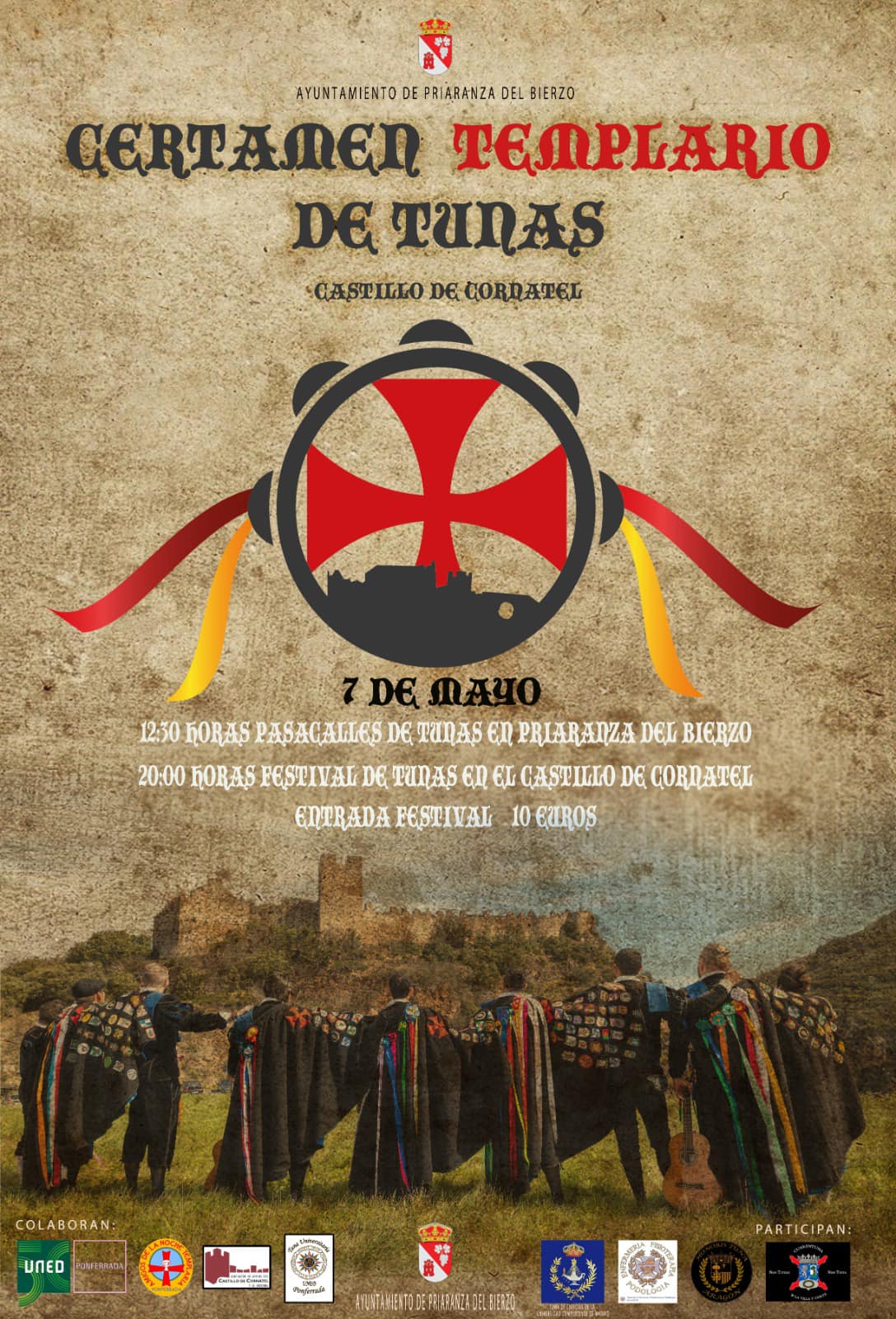 La Tuna de la Uned de Ponferrada organiza en el Castillo de Cornatel el Certamen Templario de Tunas 2