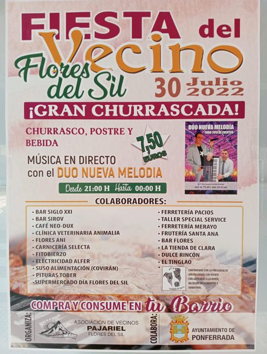 Flores del Sil celebra la Fiesta del Vecino el próximo 30 de julio con una gran churrascada 2