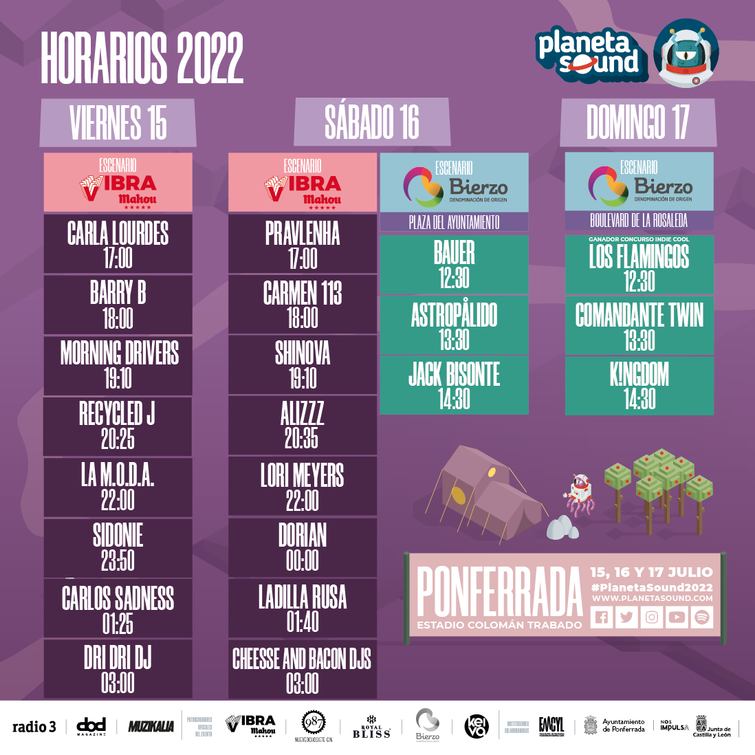 Festival Planeta Sound 2022. información de los horarios de todas las actividades 2