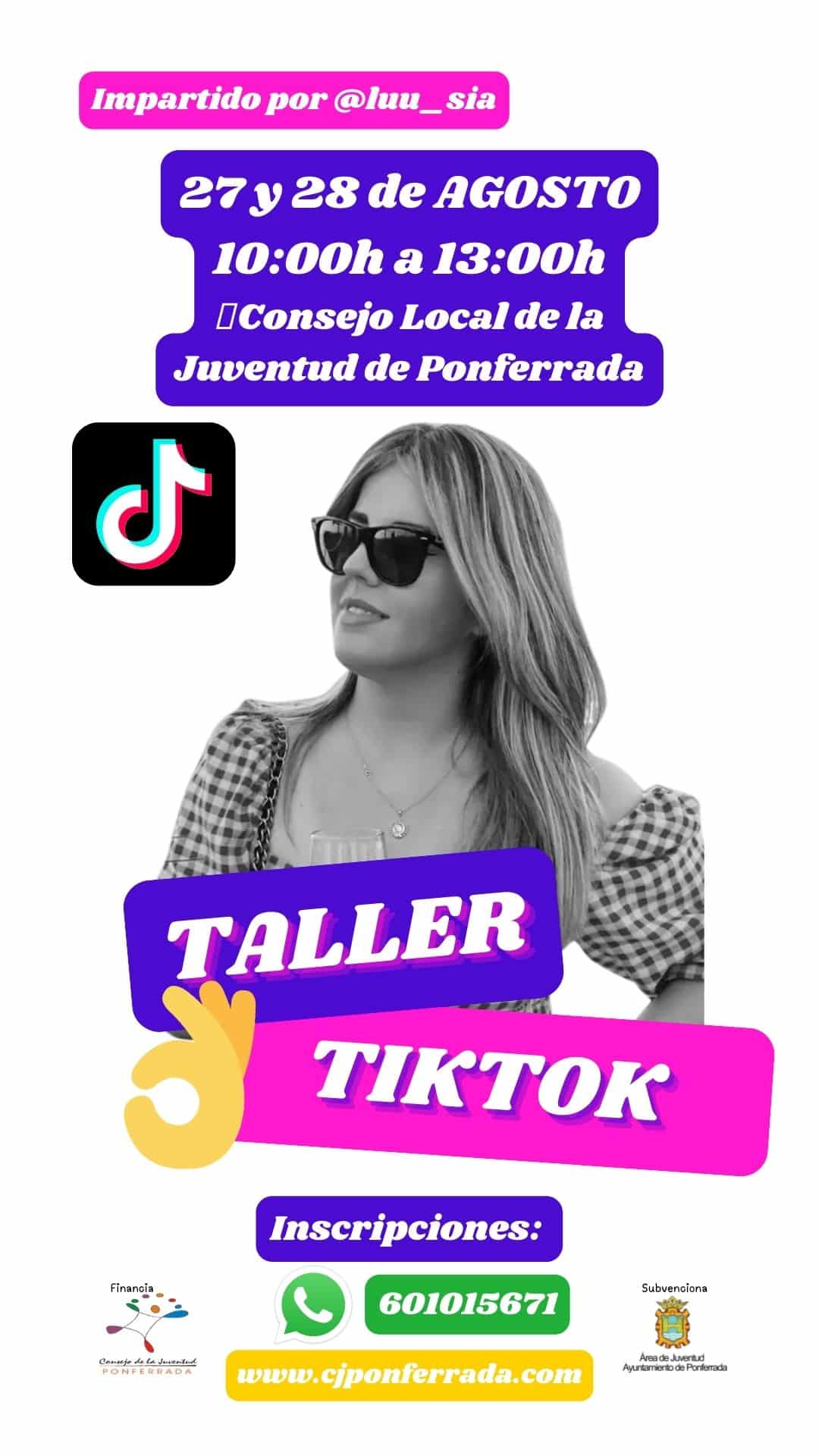 La Tiktoker Lucía Gutiérrez @luu_sia realizará un taller educativo sobre la plataforma en el Consejo de la Juventud de Ponferrada 2