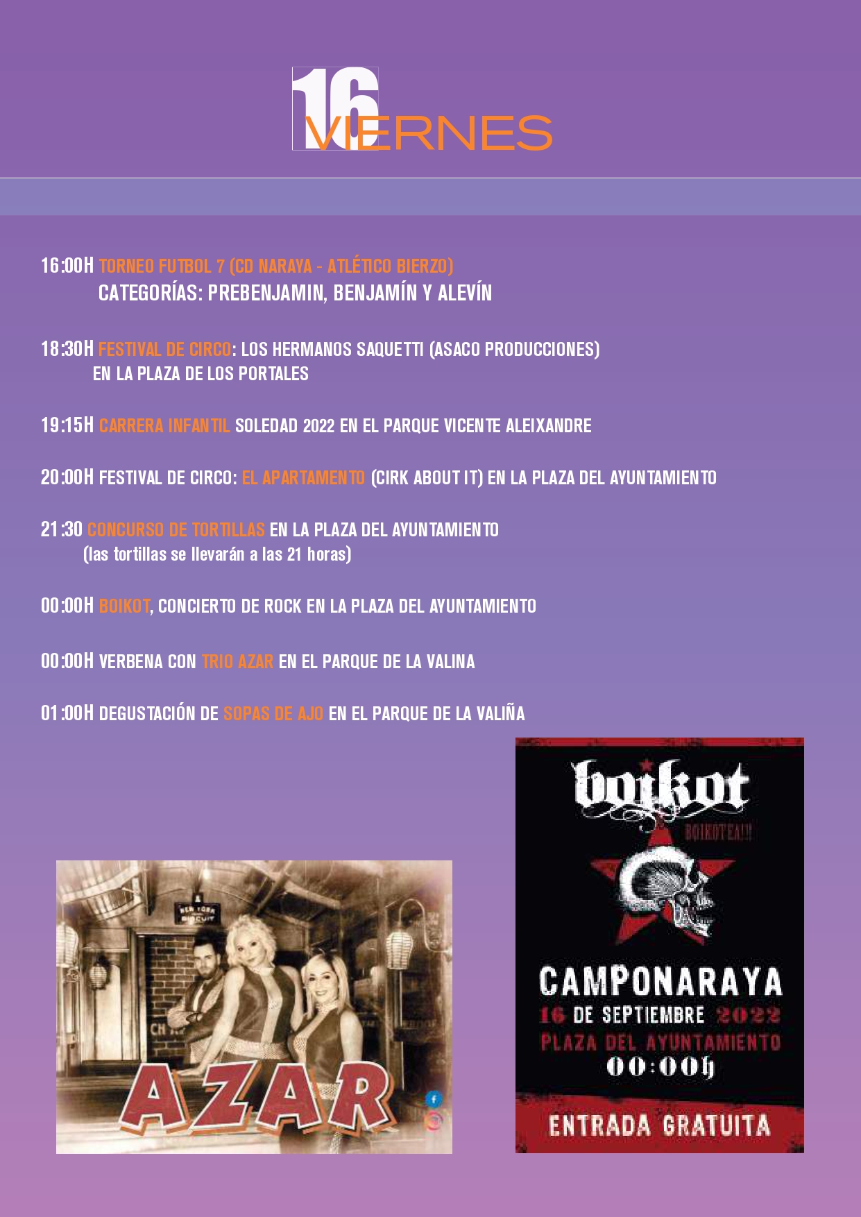Programa de fiestas de La Soledad de Camponaraya 2022. Todas las actividades 6