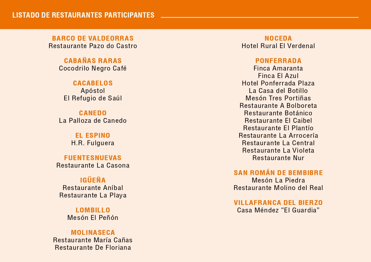 Jornadas Gastronómicas del Bierzo 2022 del 14 de octubre al 11 de diciembre. Consulta los menús 7