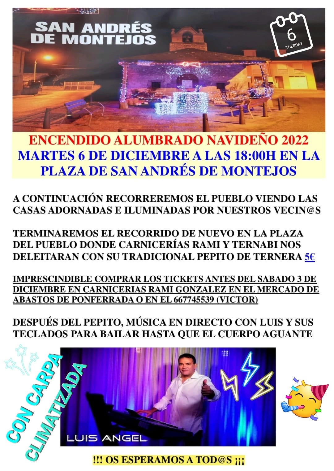 San Andrés de Montejos celebra la inauguración de su alumbrado navideño el próximo 6 de diciembre 2