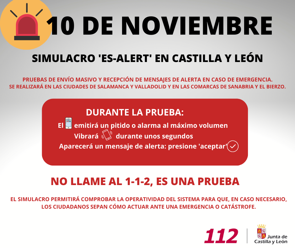 La Junta de Castilla y León probará este jueves el sistema “112 inverso”, que permite el envío masivo de mensajes a la población en caso de grandes emergencias 1