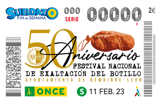 El cupón de la ONCE difunde el 50 Aniversario del Festival Nacional de Exaltación del Botillo de Bembibre 1