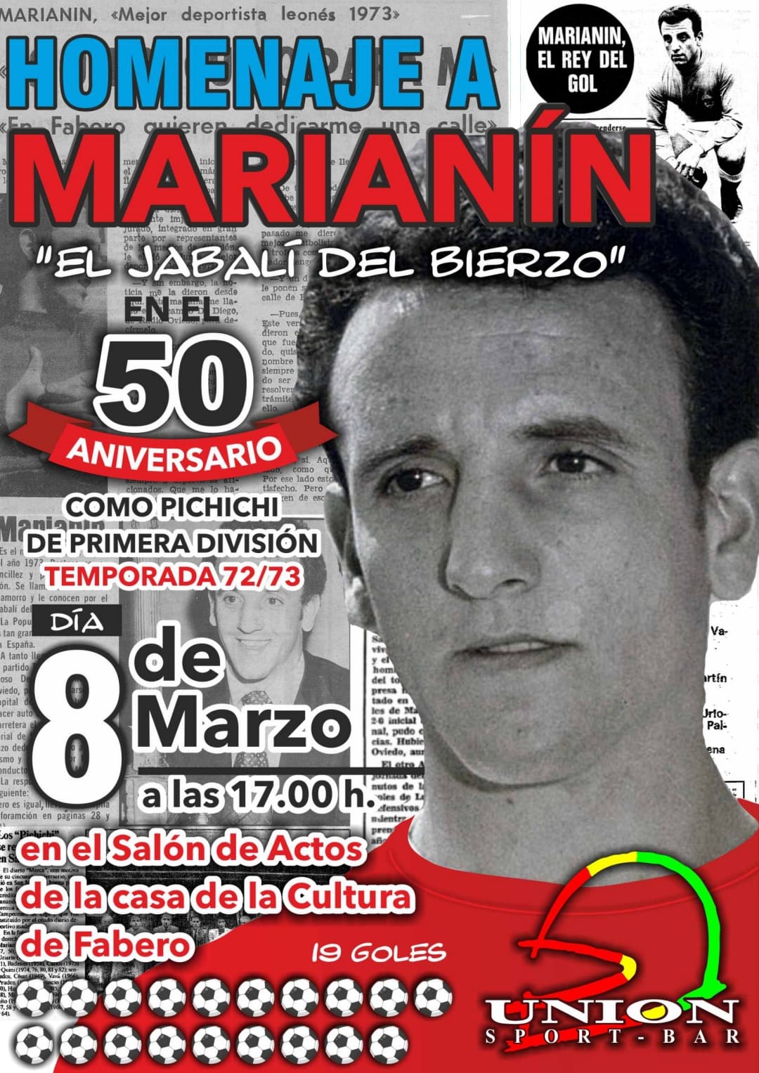 Homenaje a Marianín, el 'jabalí del Bierzo' en el 50 aniversario de conseguir ser el pichichi de 1ª división 2