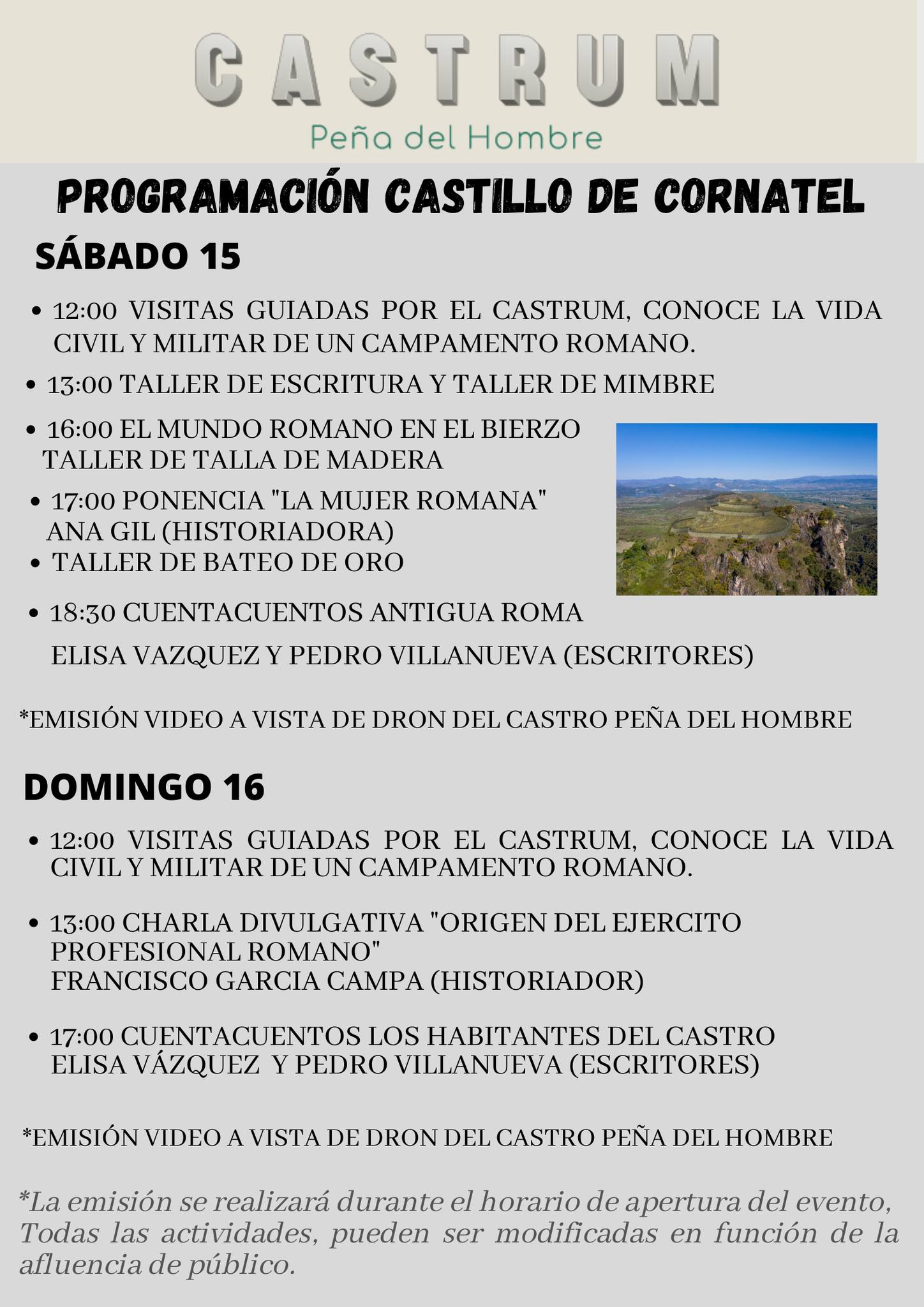 El Castillo de Cornatel, escenario de un campamento romano con talleres, charlas y visitas guiadas 2
