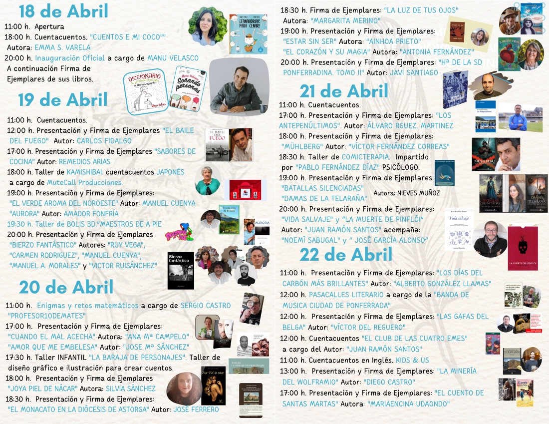 40 autores firmarán sus obras en la Feria del Libro de Ponferrada del 18 al 23 de abril en la Plaza del Ayuntamiento 2