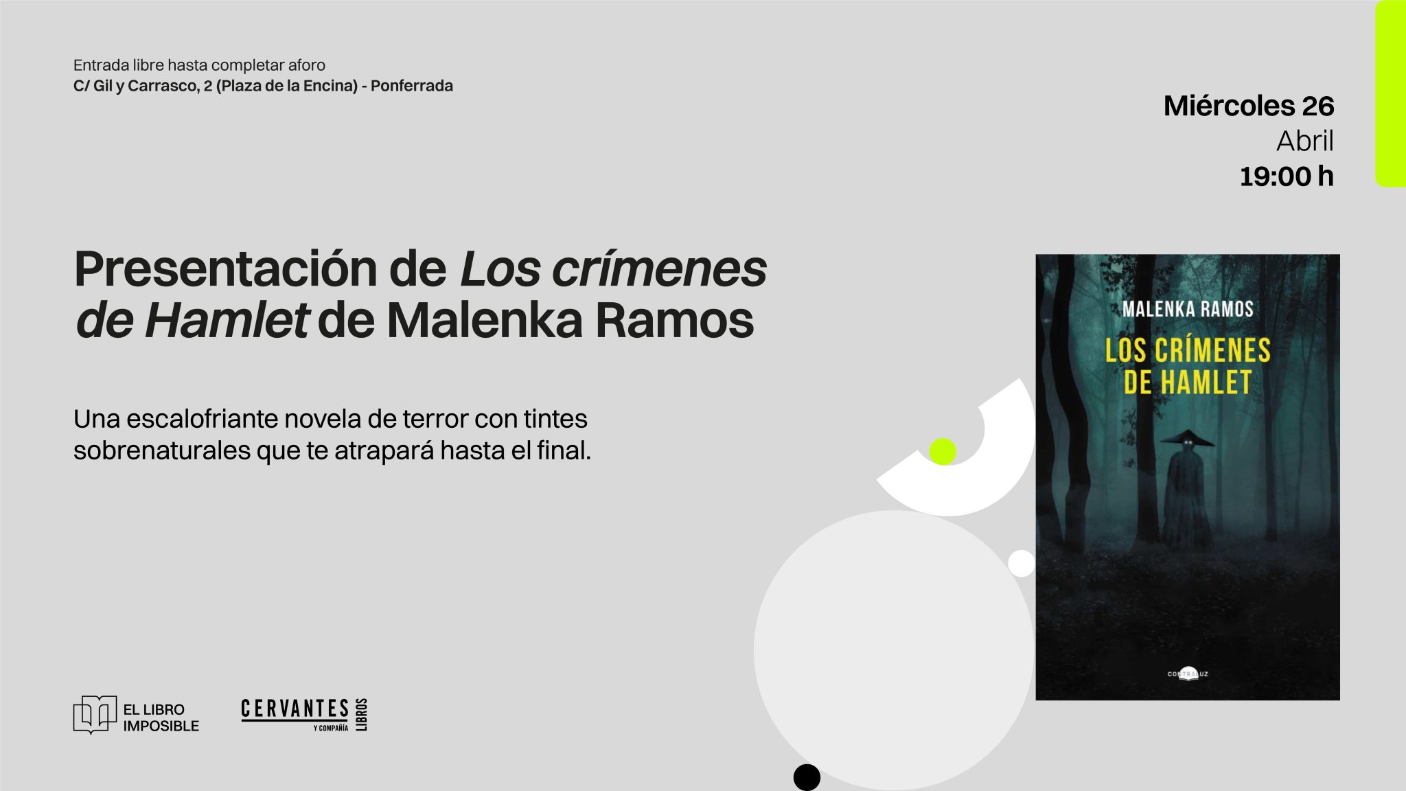 yeso compuesto al límite La Autora Malenka Ramos Presenta Su Novela 'Los Crímenes De Hamlet' En El  Libro Imposible El Miércoles 26 De Abril A Las 19h - PonferradaHoy