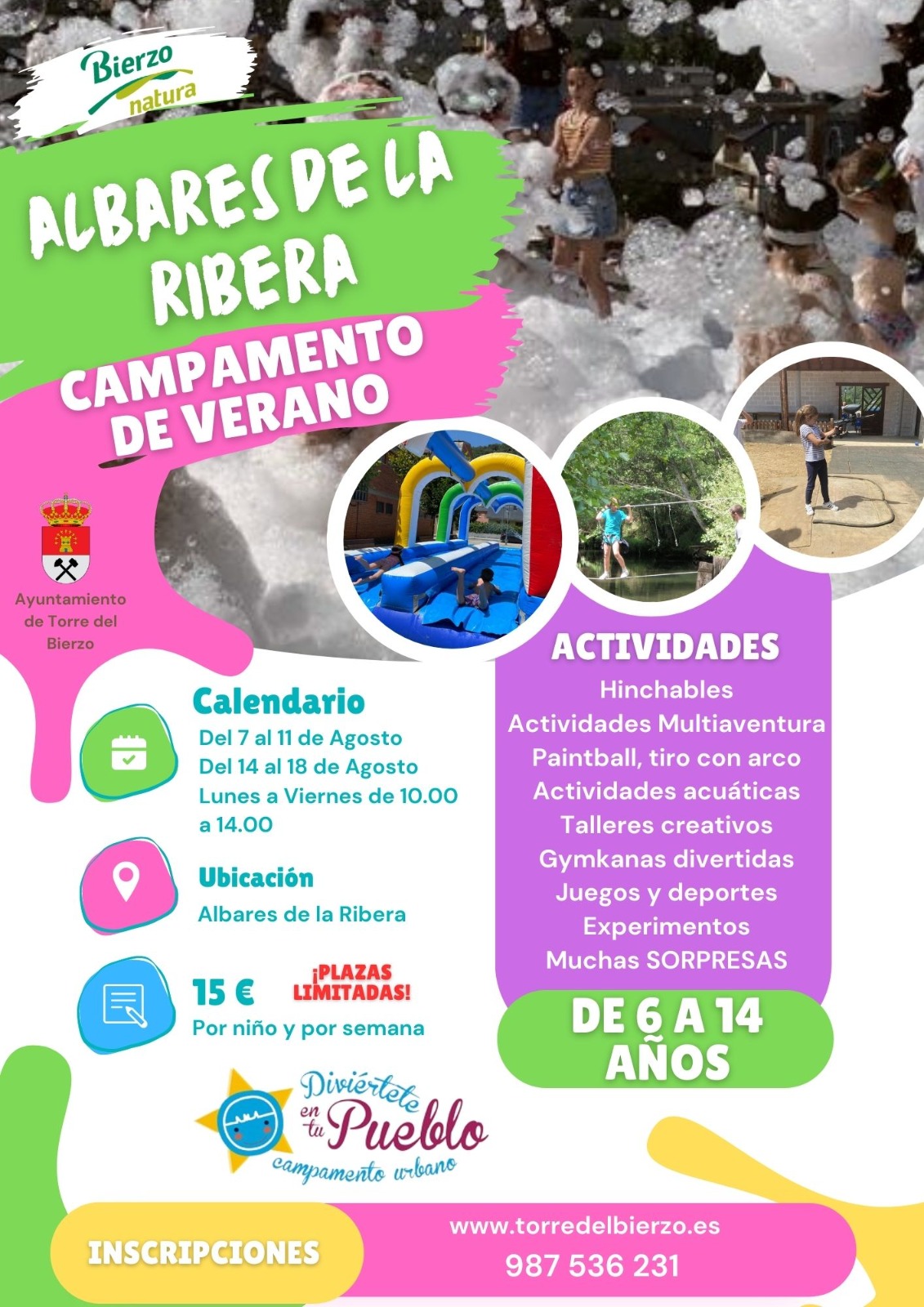 Campamentos de verano, cine, deporte, teatro y conciertos, en el verano de Torre del Bierzo 2