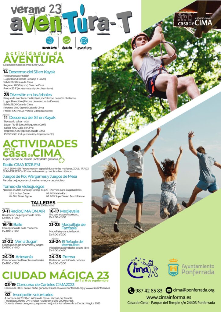 Llegan las actividades aventúra-t para el verano de la mano de la Ciudad Mágica Cima de Ponferrada 2