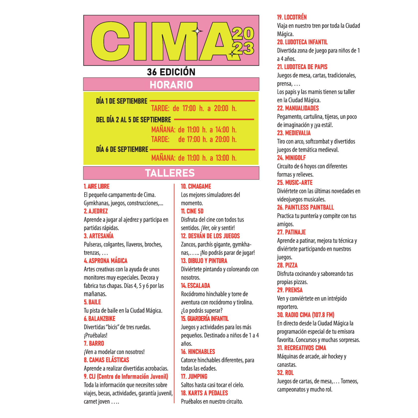 CIMA, Ciudad Mágica de Ponferrada, horarios y programación de la edición 2023 118