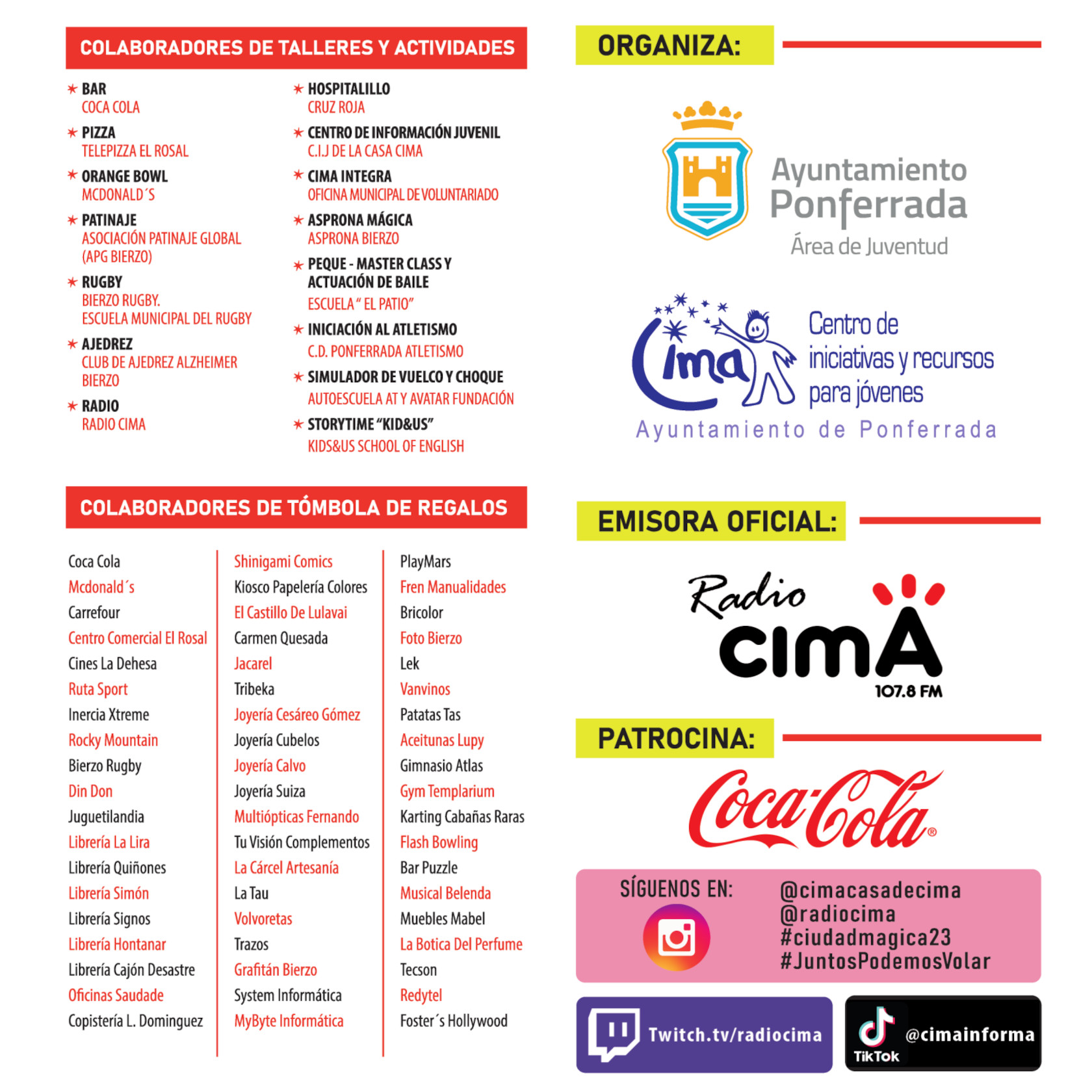 CIMA, Ciudad Mágica de Ponferrada, horarios y programación de la edición 2023 117
