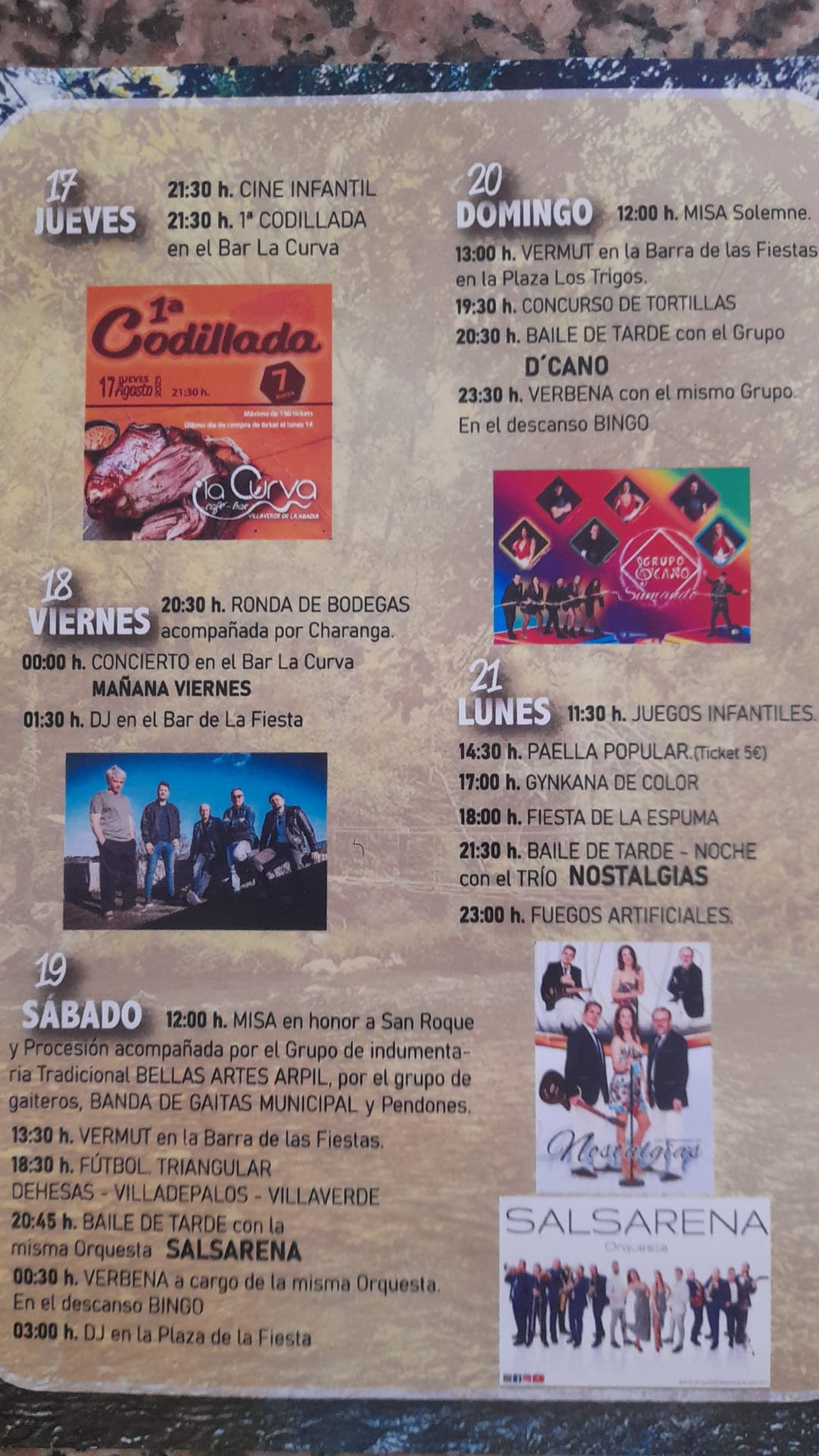 Fiestas de San Roque en Villaverde de la Abadía del 17 al 21 de agosto. Programa de actividades 2