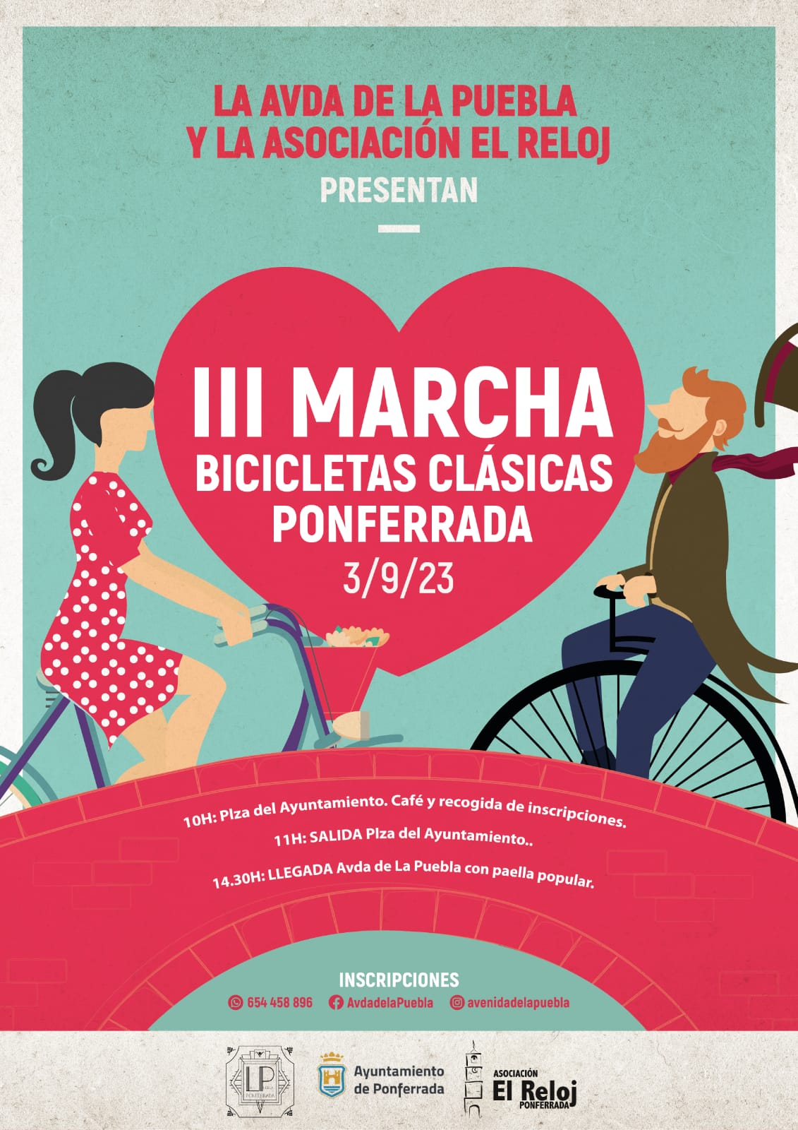 La Avenida de la Puebla y la Asociación El reloj se unen para la III Marcha bicicletas clásicas de Ponferrada 2