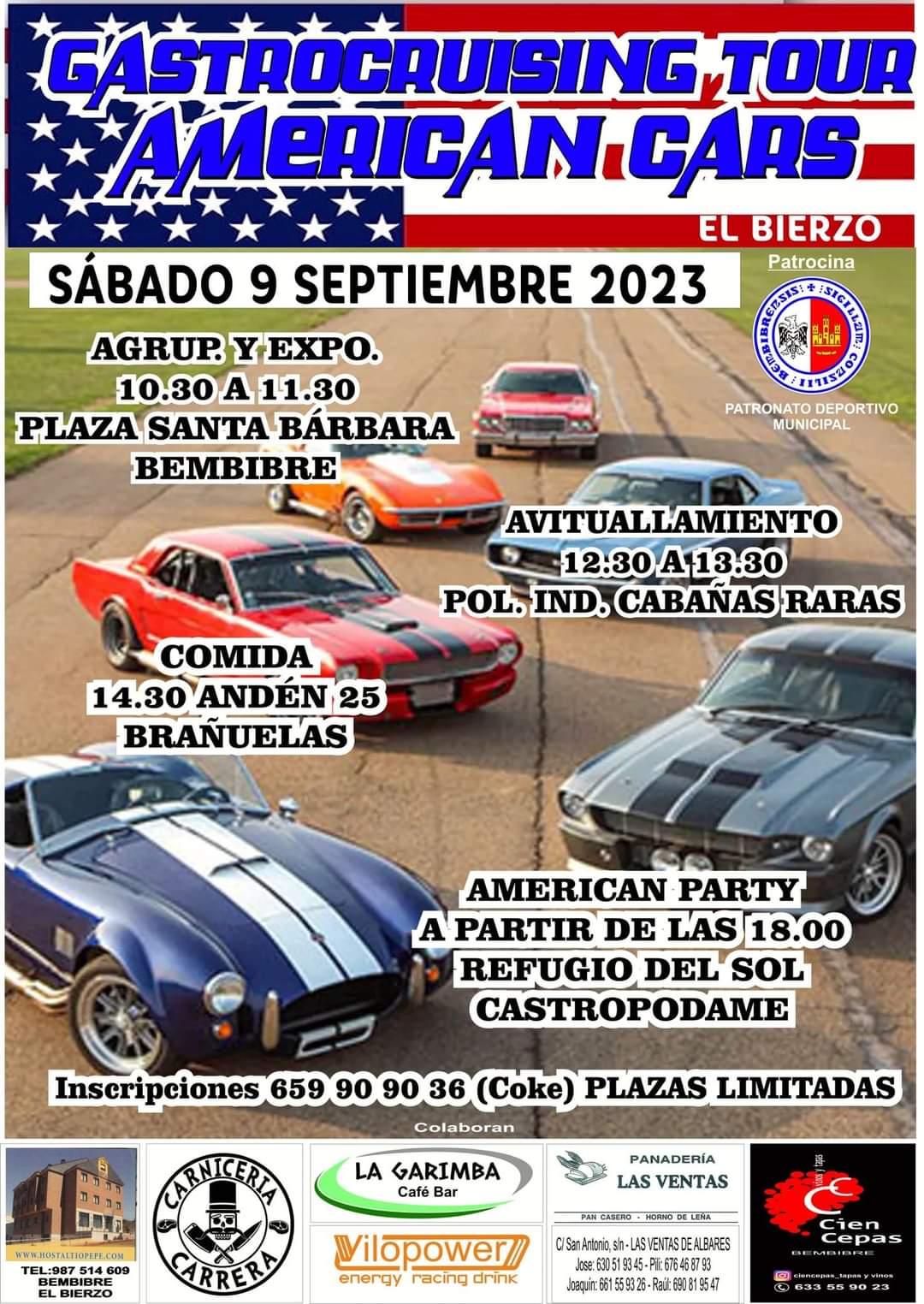 La Gastrocruising Tour de American Cars se paseará por Bembibre el sábado 9 de septiembre 2