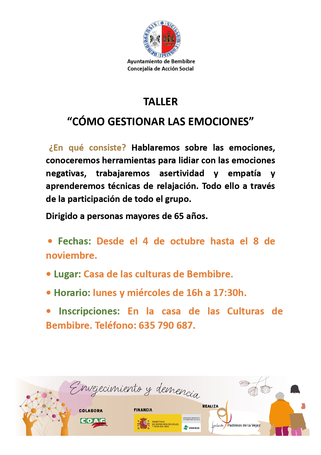 Talleres para mayores en Bembibre. 'Cómo gestionar las emociones' 1