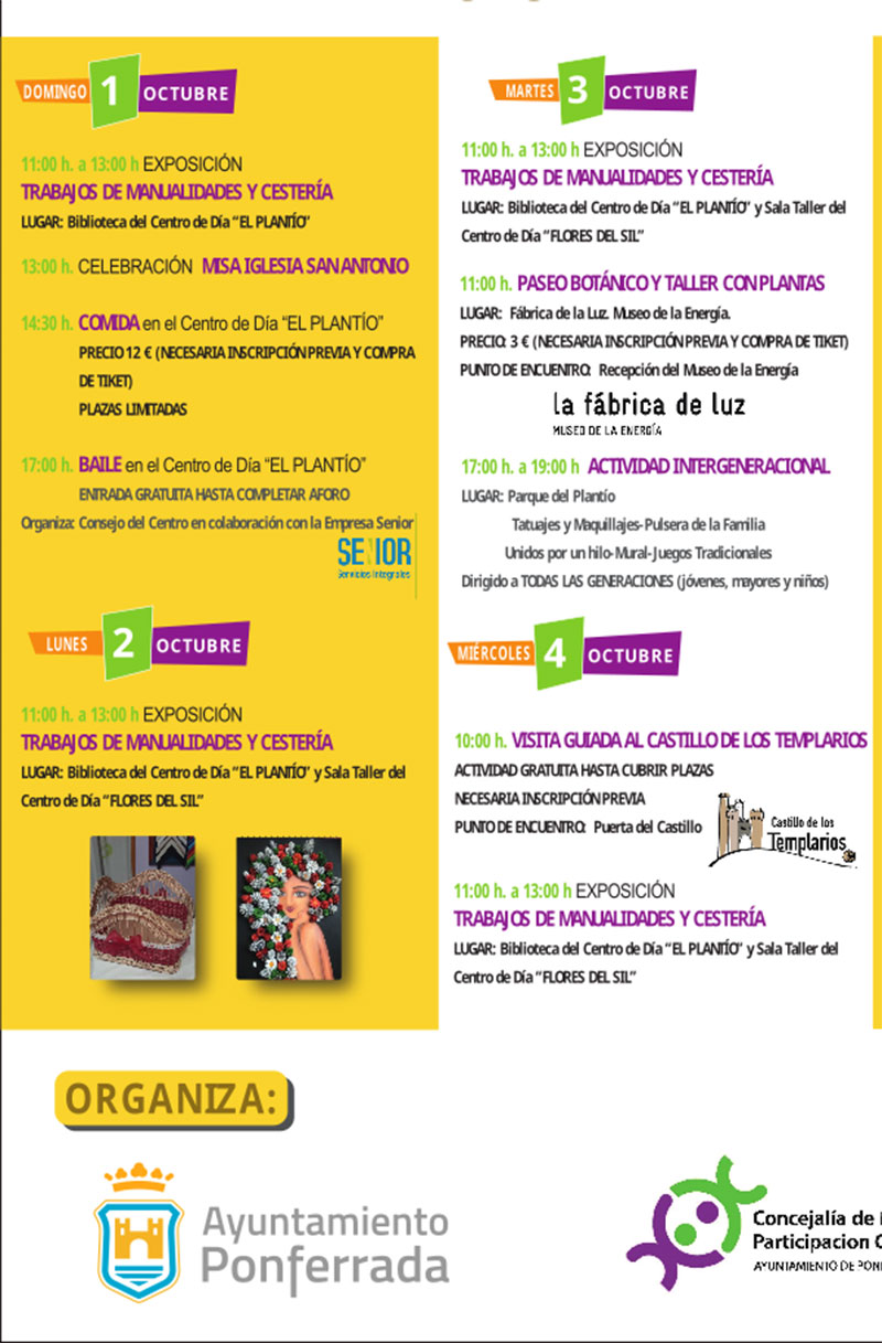 Ponferrada celebra la Semana del Mayor del 1 al 8 de octubre con diferentes actividades 2
