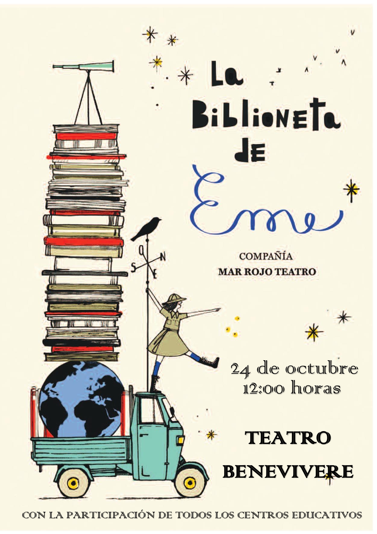 Representación de la obra "La biblioneta de Eme" en el Teatro Benevivere con motivo del Día de las Bibliotecas 2