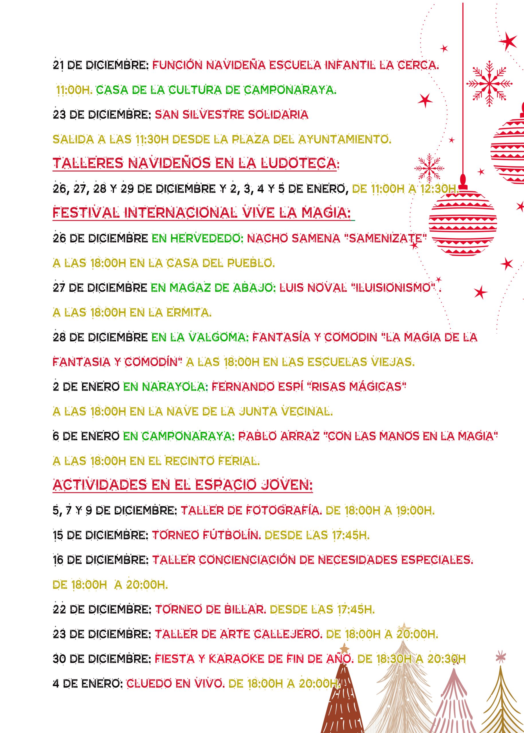 Programación de Navidad en Camponaraya. Magia, talleres, feria del asociacionismo y más actividades 4