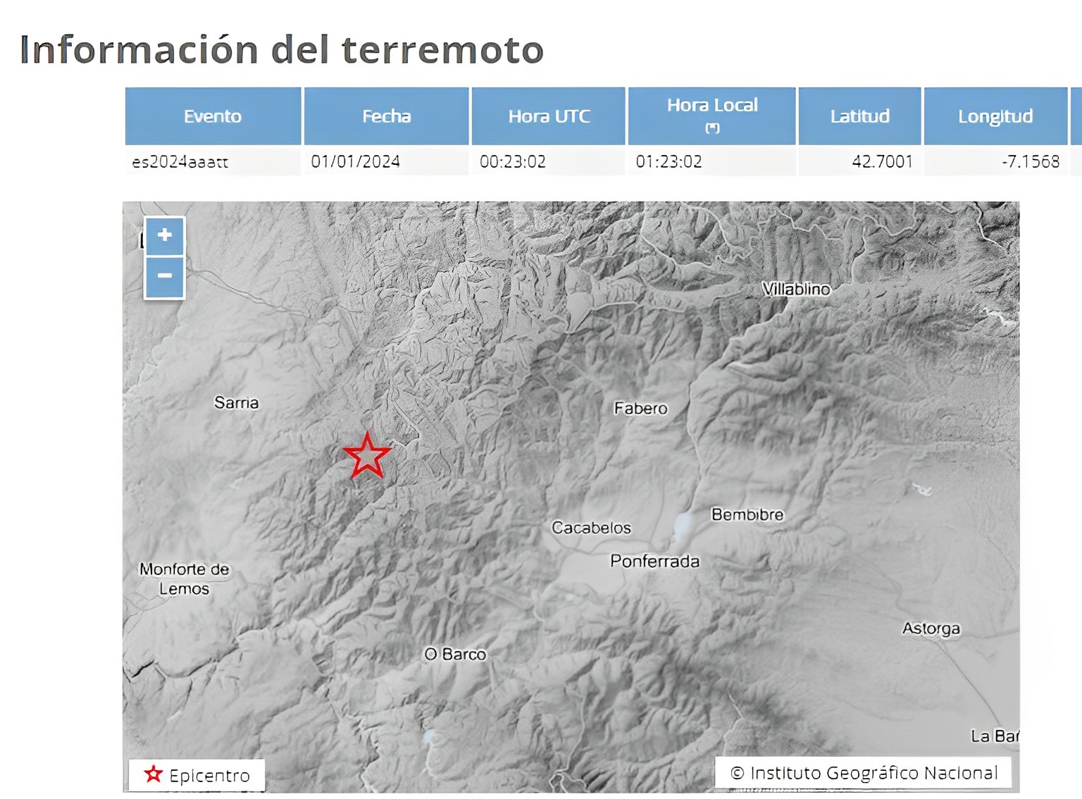 Un terremoto de 3,5º en Folgoso do Courel, mueve la Nochevieja berciana 1