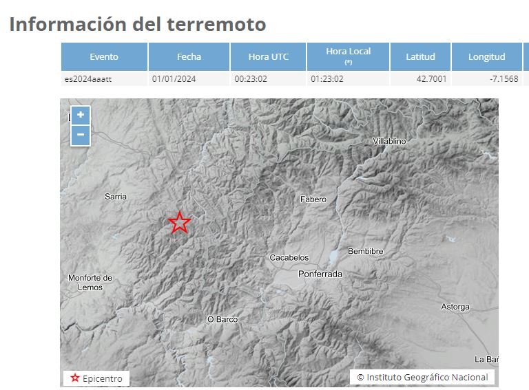Un terremoto de 3,5º en Folgoso do Courel, mueve la Nochevieja berciana 2
