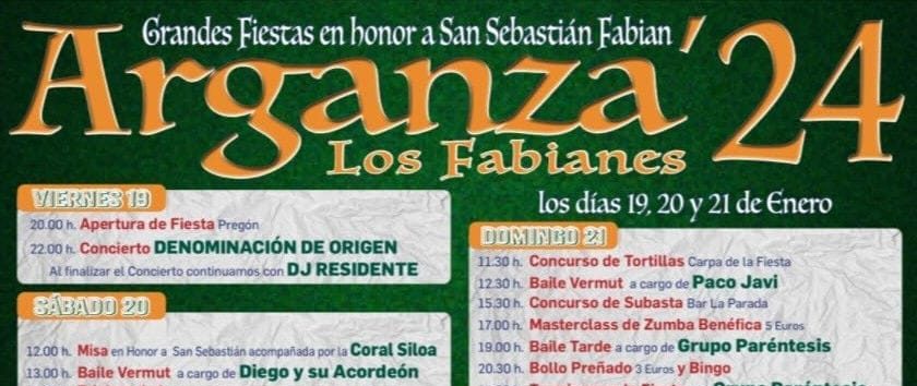 Grandes Fiestas en Arganza en honor a San Sebastián Fabian 2024 los días 19, 20 y 21 de enero 1