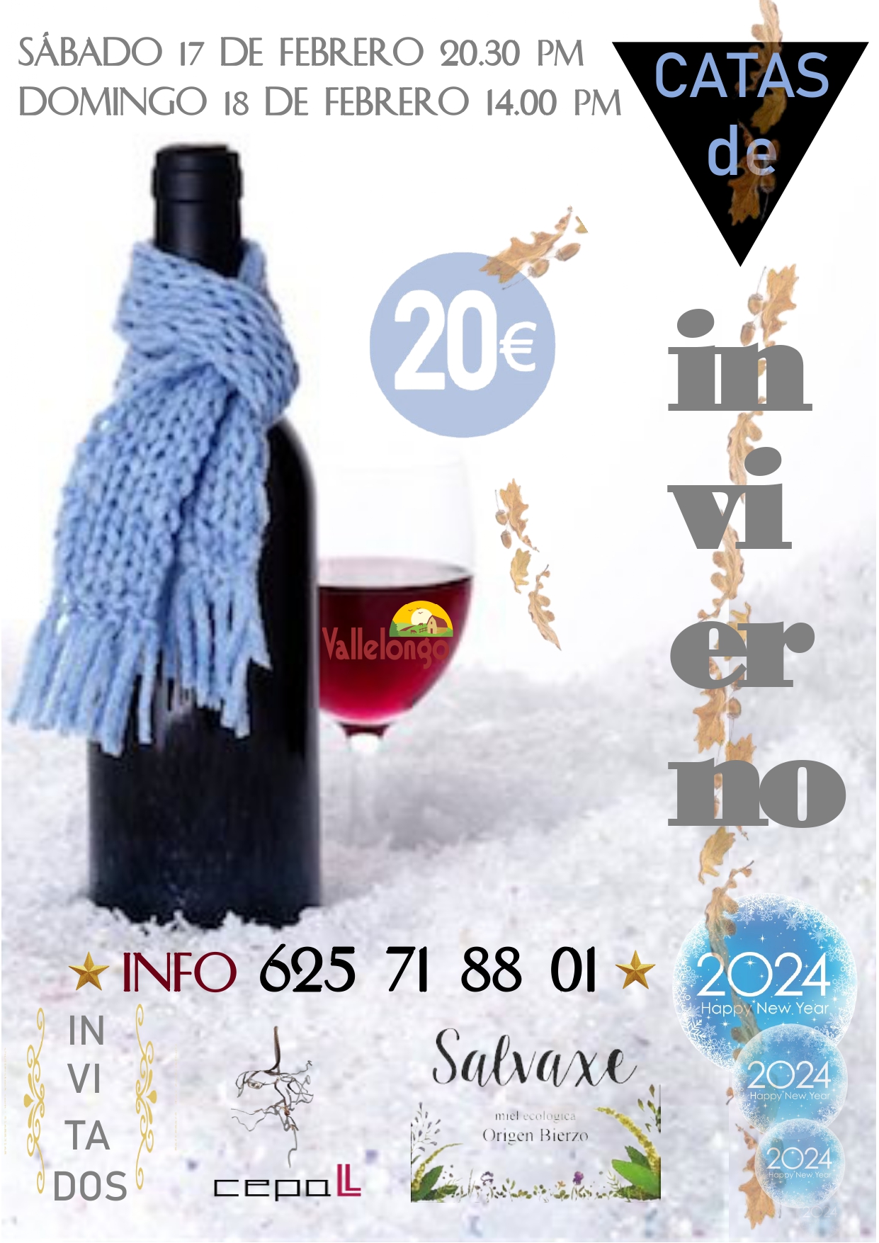 Vallelongo organiza este fin de semana dos catas de invierno con vinos Cepall y Miel Salvaxe 2