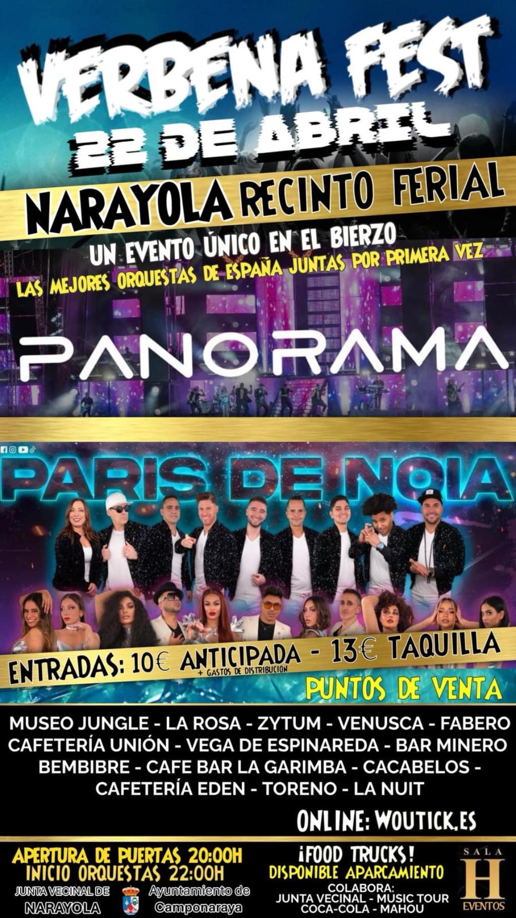 Verbena Fest se celebrará el lunes 22 de abril en Narayola con las orquestas París de Noia y Panorama 2