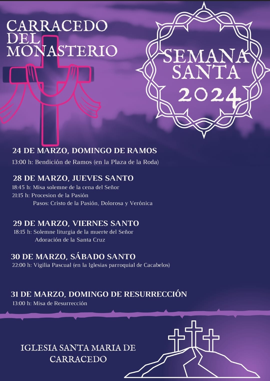 Semana Santa Carracedelo 2024, horarios y procesiones en Carracedo del Monasterio, Villaverde de la Abadía y Villadepalos 2