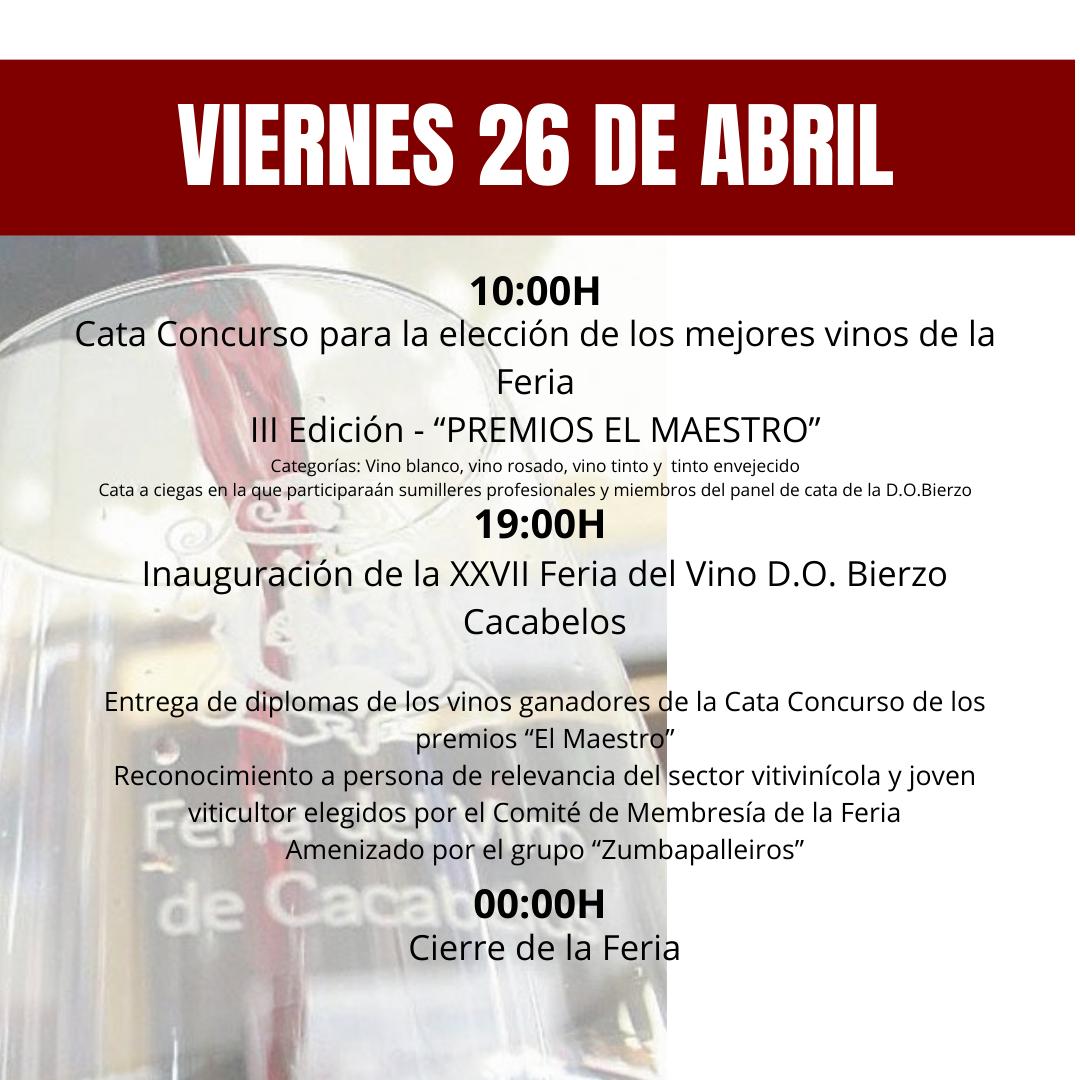 Programa de actividades de la XXVII Feria del Vino DO Bierzo de Cacabelos 4