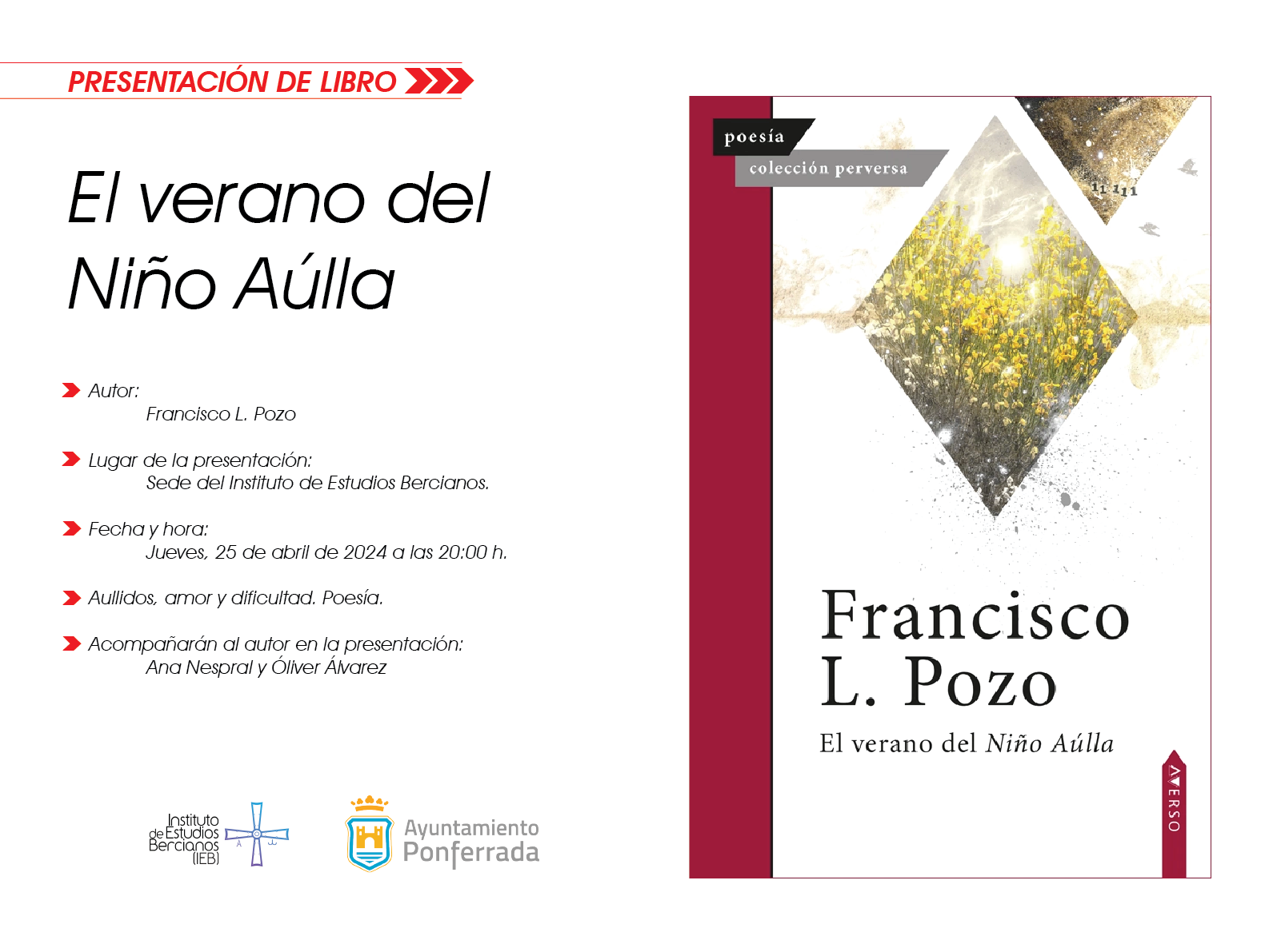 Presentación del libro de Francisco L. Pozo "El verano del Niño Aúlla" en la sede del IEB 1