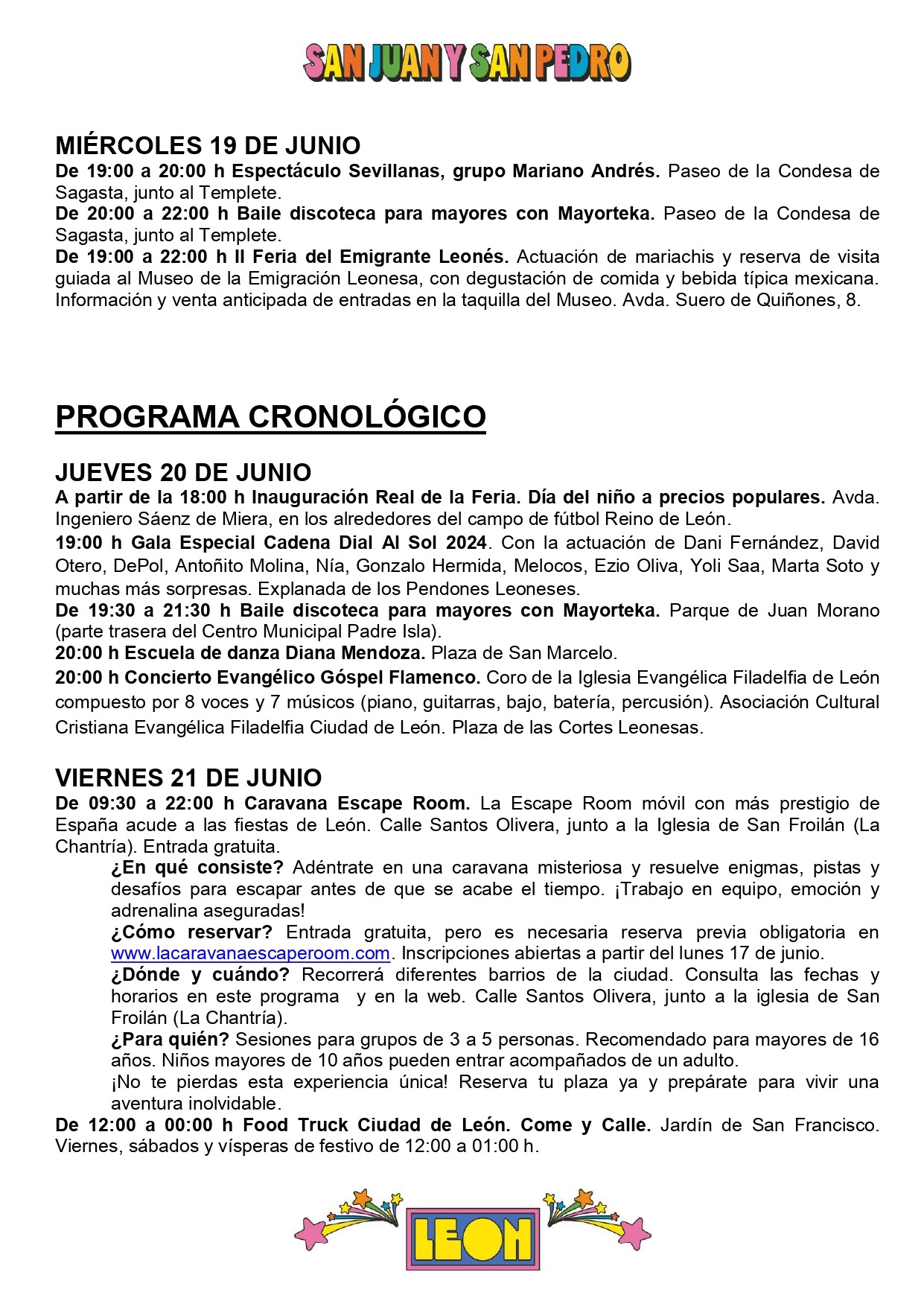Programa de Fiestas San Juan y San Pedro en León, conciertos, deportes y todas las actividades 6