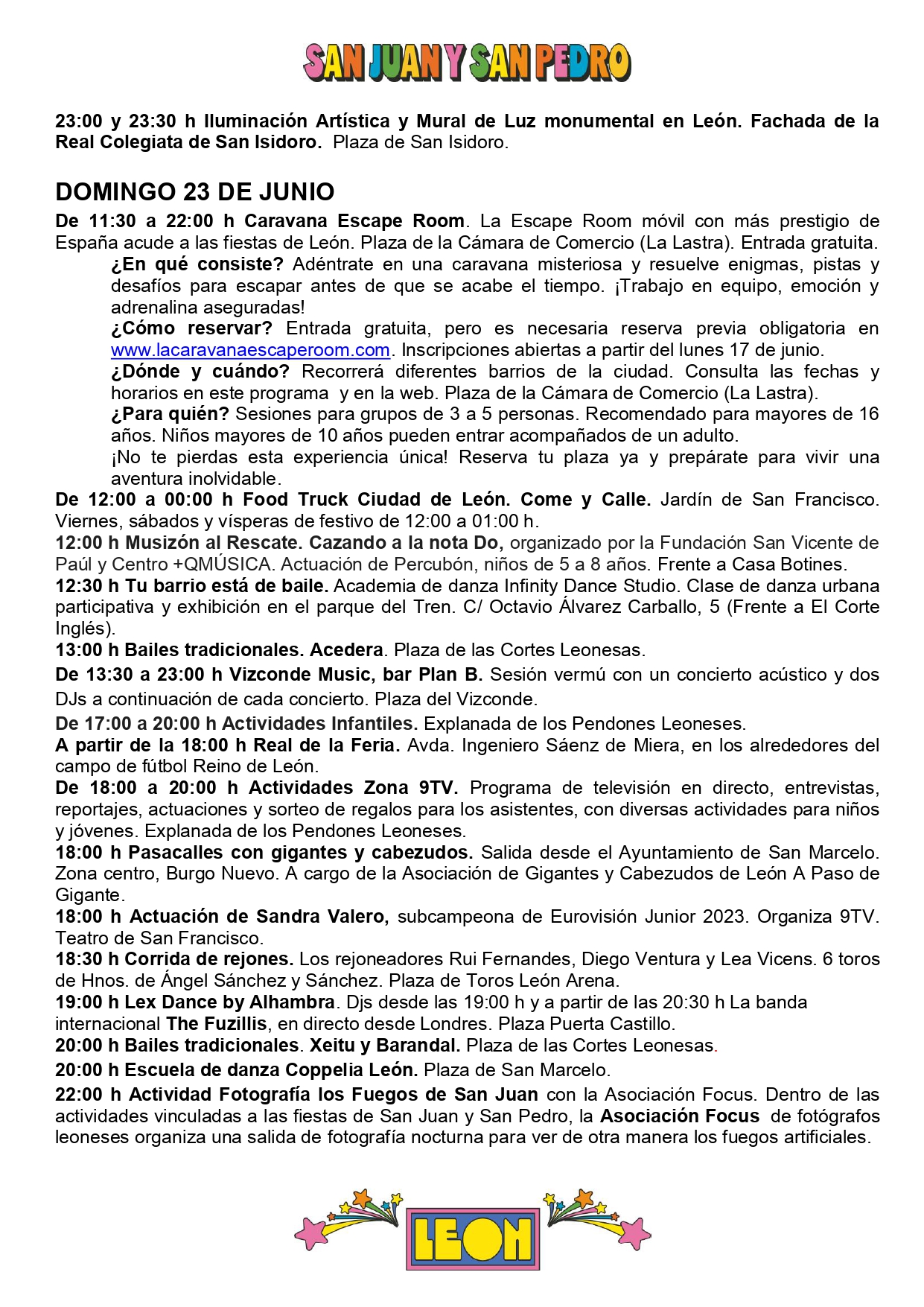 Programa de Fiestas San Juan y San Pedro en León, conciertos, deportes y todas las actividades 9