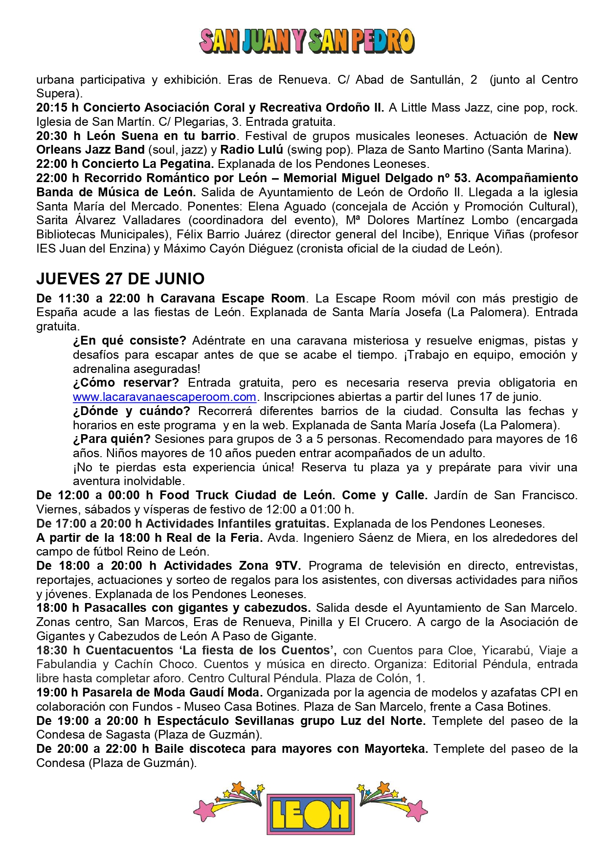 Programa de Fiestas San Juan y San Pedro en León, conciertos, deportes y todas las actividades 13