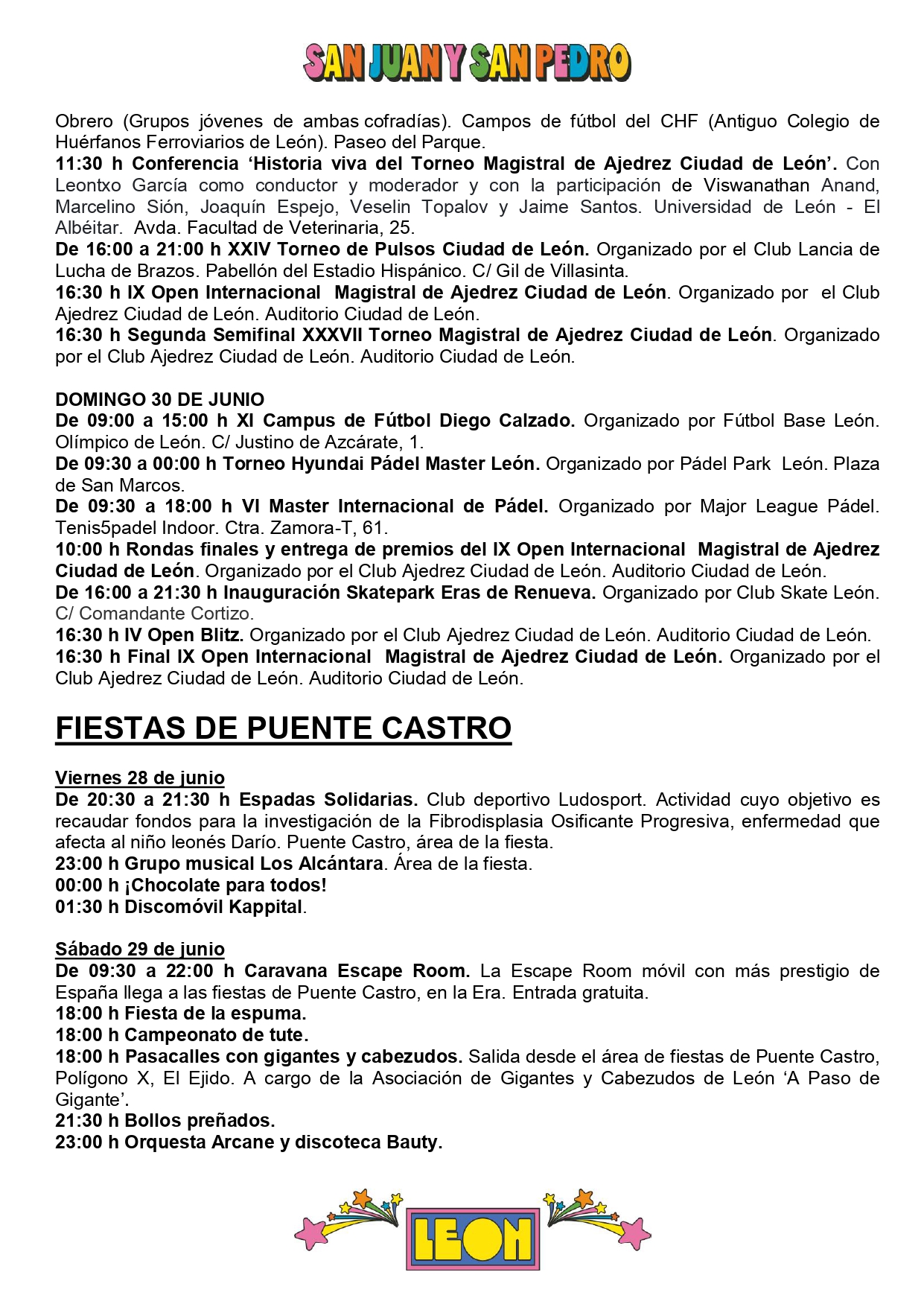 Programa de Fiestas San Juan y San Pedro en León, conciertos, deportes y todas las actividades 22