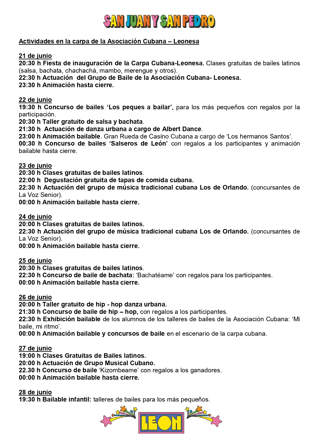 Programa de Fiestas San Juan y San Pedro en León, conciertos, deportes y todas las actividades 25