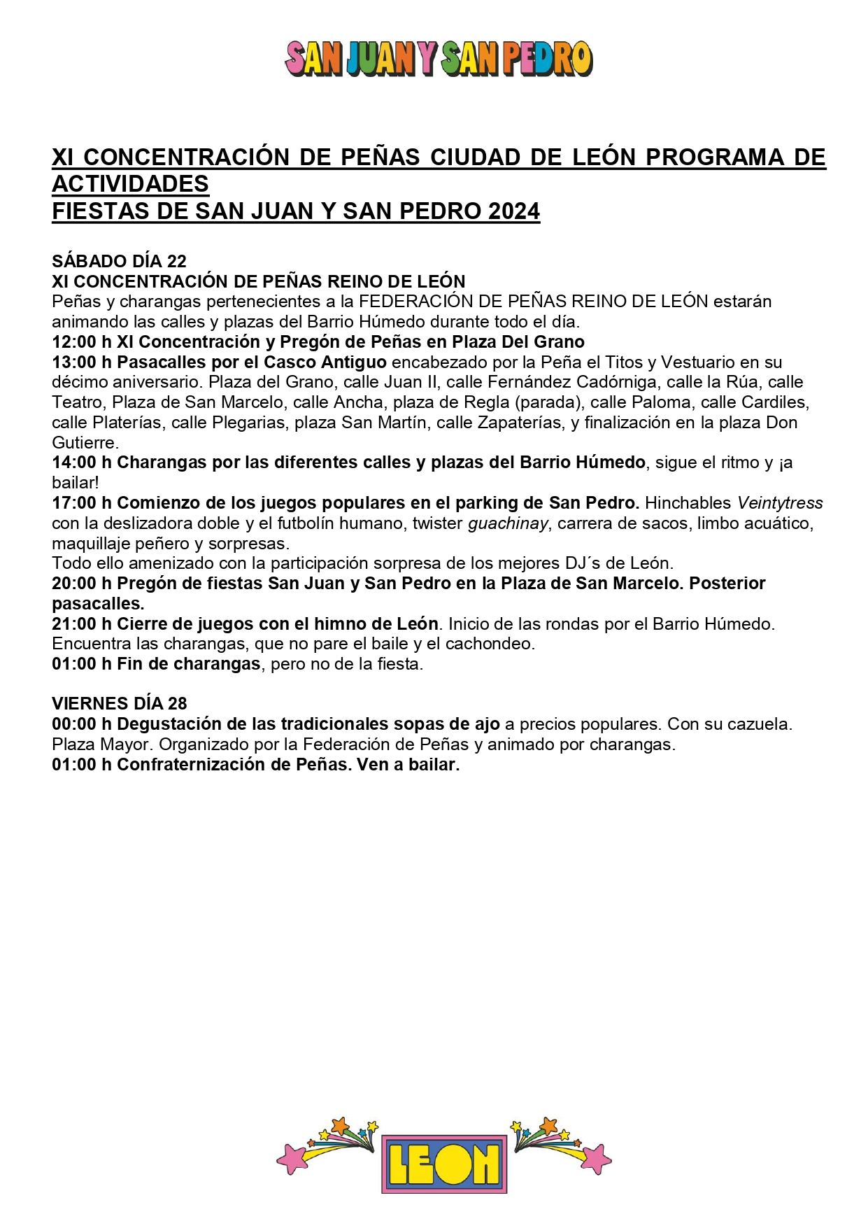Programa de Fiestas San Juan y San Pedro en León, conciertos, deportes y todas las actividades 30
